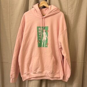 Naruto Sakura Pink Graphic Hoodie NWOT